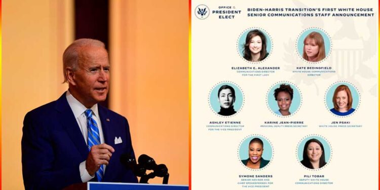 Equipo de comunicación de Biden estará integrado por mujeres únicamente