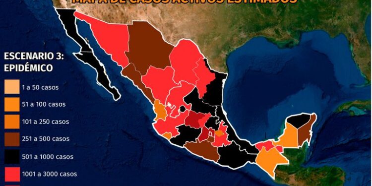 Mapa del covid-19 en México, 13 de diciembre