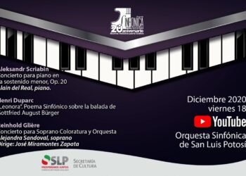 El pianista Alain del Real y la soprano Alejandra Sandoval, en concierto digital de la OSSLP