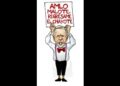 AMLO muestra cartón contra López-Dóriga en la mañanera