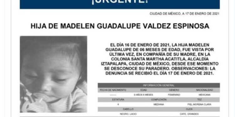 Activan Alerta Amber para localizar a bebé de seis meses de edad