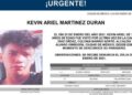 Activan Alerta Amber para localizar a Kevin Ariel Martínez Durán