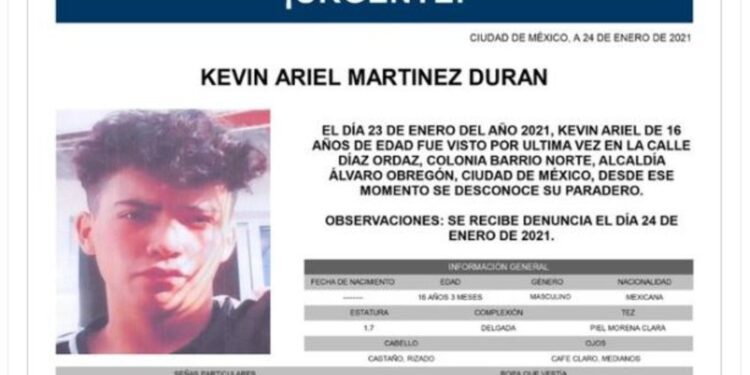 Activan Alerta Amber para localizar a Kevin Ariel Martínez Durán