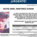 Activan Alerta Amber para localizar a Kevin Ariel Martínez Durán