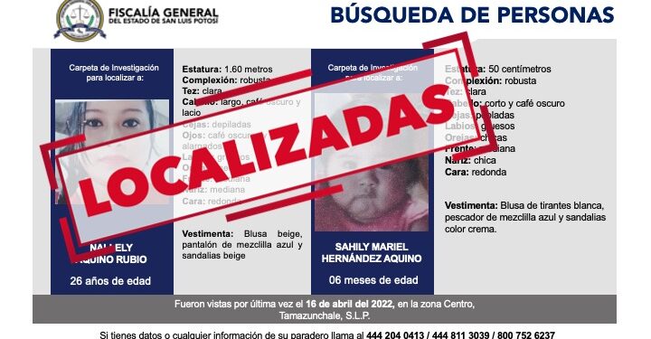 Localizaron a mujer e hija que eran buscadas en Tamazunchale