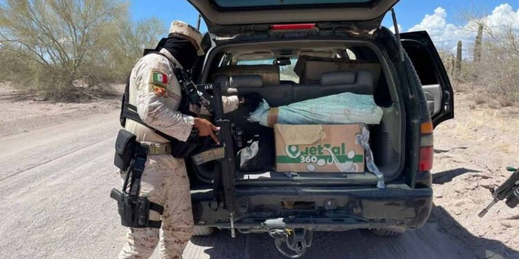 Ejército asegura metanfetamina, marihuana y armas en Sonora