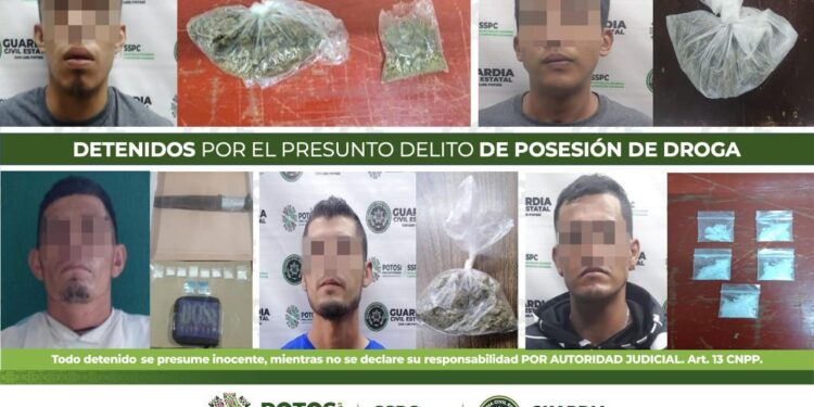 Detienen a 5 personas en diferentes puntos de la ciudad por posesión de droga