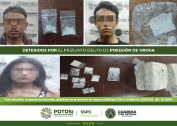 Detienen a tres personas por posesión de droga y aseguran 2 kg de marihuana