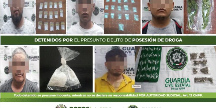 Cinco hombres fueron detenidos por posesión de droga en diferentes puntos de la ciudad