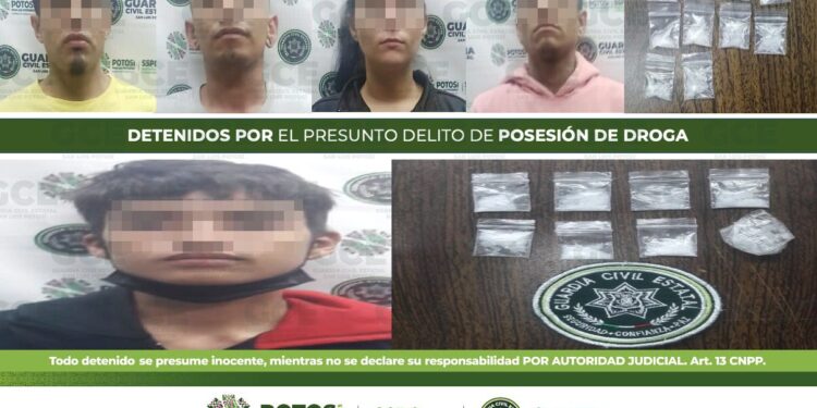 Cinco personas fueron detenidas por posesión de droga en varios puntos de la ciudad