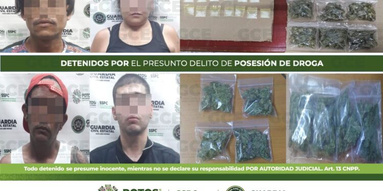 Detienen a cuatro personas por posesión de droga; a dos de ellos en Residencial del Bosque