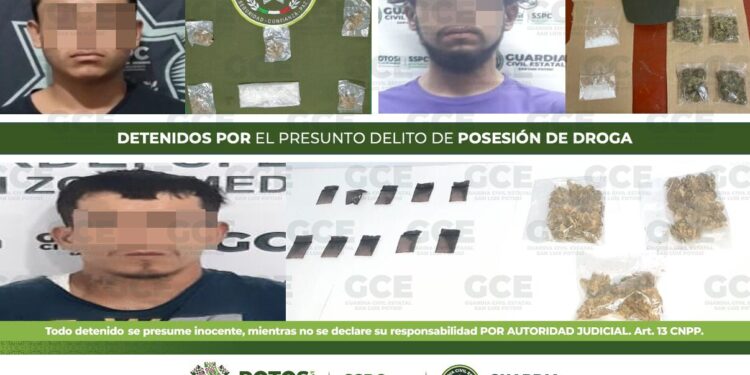 Detienen a siete persona por posesión de droga en diferentes puntos de la ciudad