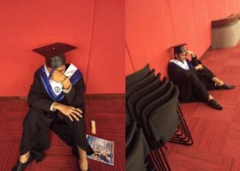 Joven lloró en su ceremonia de graduación al percatarse que su familia no acudió