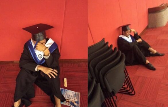 Joven lloró en su ceremonia de graduación al percatarse que su familia no acudió
