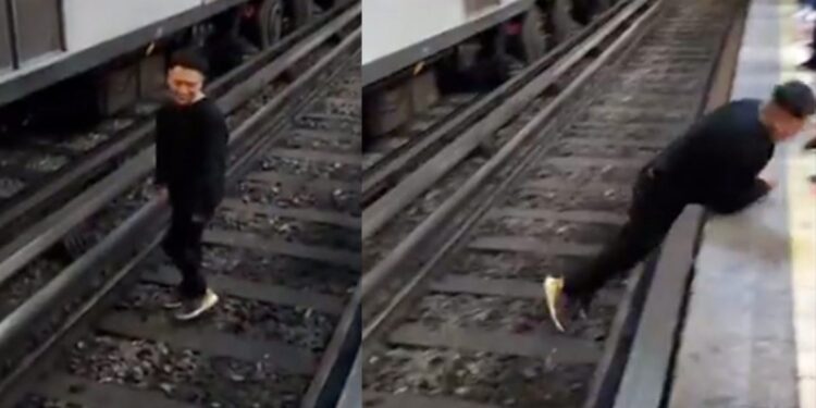Video: Joven aturdido se baja a las vías del metro en la estación Bellas Artes