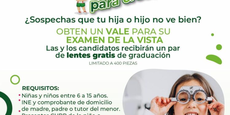 DIF Estatal otorgará de manera gratuita lentes a niños y niñas de 6 a 15 años