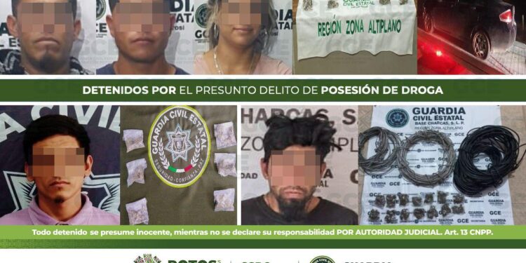 Detienen a 9 personas en diferentes puntos del Estado y aseguran 50 dosis de droga