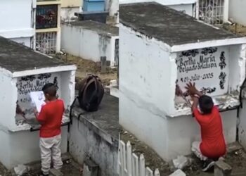 Video: Niño visitó la tumba de su mamá para platicarle de sus buenas calificaciones
