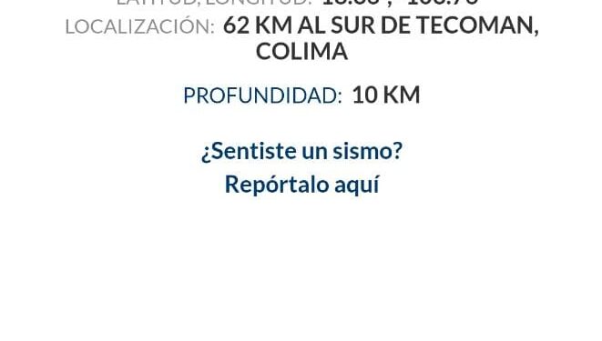 Se registró otro sismo de 5.2 en Tecoman, Colima