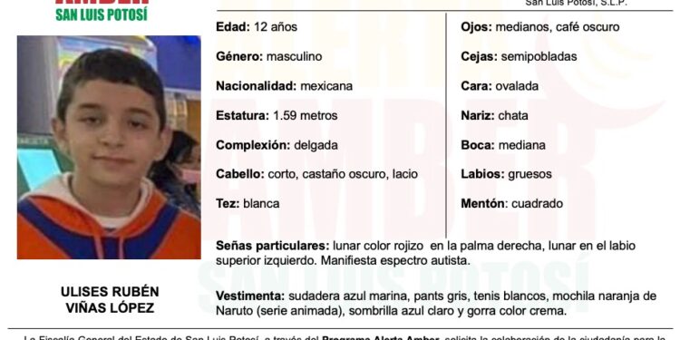 Activan Alerta Amber para localizar a niño de 12 años