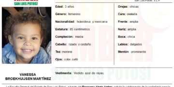 Activan Alerta Amber para localizar a niña de 3 años de SLP