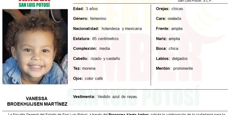 Activan Alerta Amber para localizar a niña de 3 años de SLP