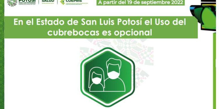 El uso del cubrebocas en SLP será opcional a partir del lunes