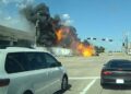 Video: Impactante accidente en Texas; camión cae de un puente y explota en el aire