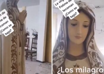 Vídeo: ¿Milagro? Encuentran a Virgen de Fátima de pie tras sismo que casi acabó con su capilla en Colima