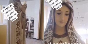 Vídeo: ¿Milagro? Encuentran a Virgen de Fátima de pie tras sismo que casi acabó con su capilla en Colima