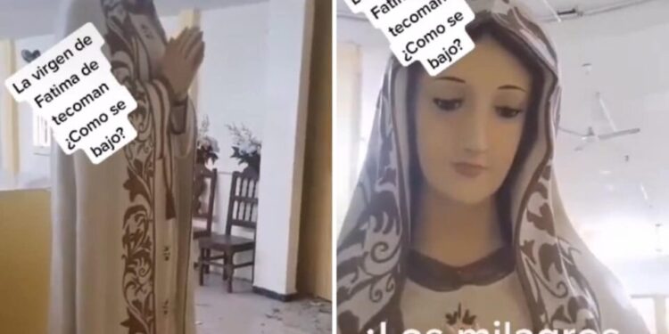 Vídeo: ¿Milagro? Encuentran a Virgen de Fátima de pie tras sismo que casi acabó con su capilla en Colima