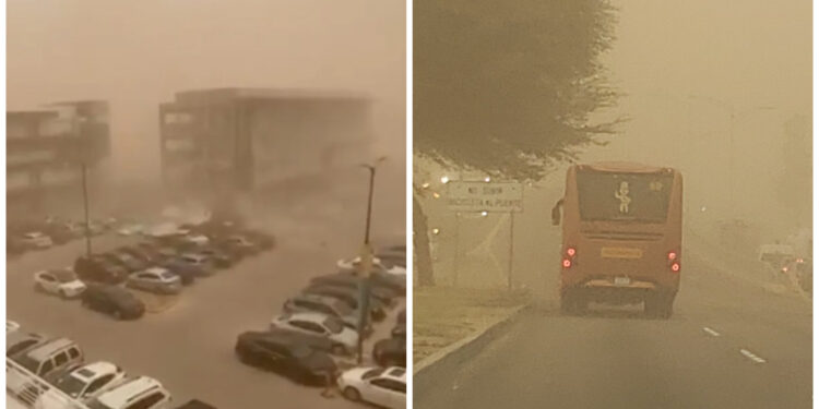 Las apocalípticas imágenes y vídeos que dejó una tormenta de arena en Mexicali; se reportaron heridos