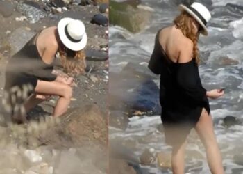 Fotos: Paulina Rubio se vuelve tendencia tras ser captada cagando en la playa