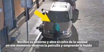 Cachan a hombre intentando robar la batería de un vehículo cerca del Centro Histórico