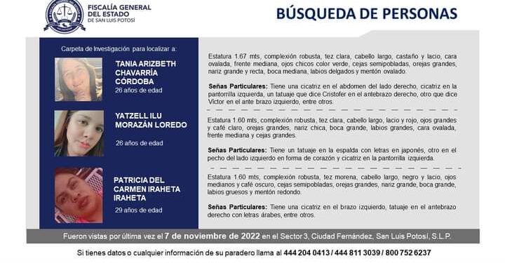 Se busca tres jóvenes que podrían estar en riesgo: fiscal