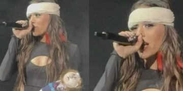Danna Paola sufre accidente en el escenario
