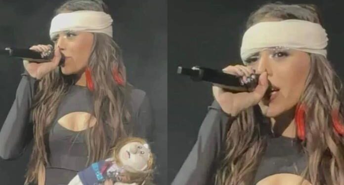 Danna Paola sufre accidente en el escenario