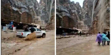 Icónico monumento de Petra, en Jordania, se inunda y evacuaron a turistas