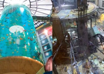 VIDEOS| Estalla en Berlín el acuario cilíndrico más gran del mundo