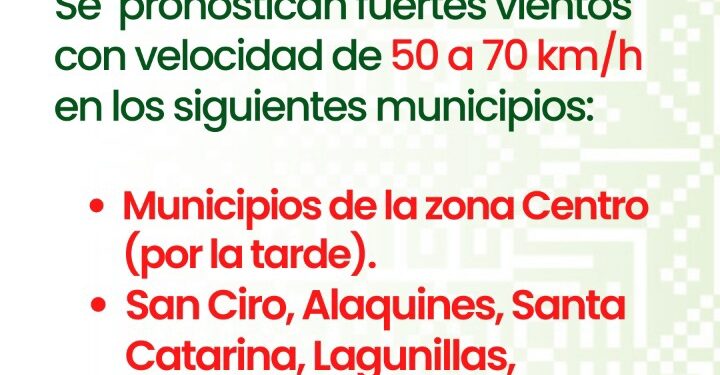Protección Civil alerta por fuertes vientos y bajas temperaturas
