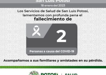Fallecen por Covid-19 dos personas en SLP