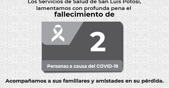 Fallecen por Covid-19 dos personas en SLP