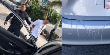 Taxista arrojó ácido a auto particular al confundirlo con un Uber en Cancún