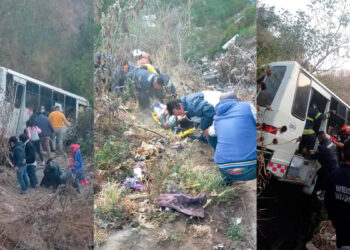 VIDEOS| Microbús chocó con dos autos y cayó a un barranco en Naucalpan