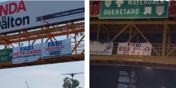VIDEO: La misteriosa historia de las lonas para Fabi, ventilan tormentosa relación en plena avenida Salvador Nava