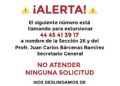 Sección 26 del SNTE alerta por número que trata de extorsionar