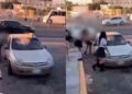 VIDEO: Alumnas de prepa de Culiacán apedrean auto de hombre que se hacía tocamientos