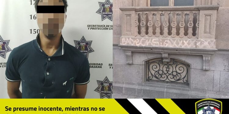 Arrestan a sujeto que fue sorprendido graffiteando el Museo de la Máscara