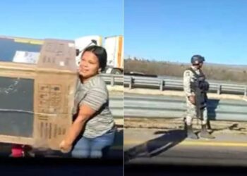 Vuelca tráiler en carretera 57 de SLP y se desata rapiña; hasta estufas se llevaron