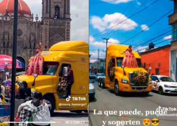 VIDEO: Quinceañera se hace viral al llegar a su misa arriba del tráiler de su papá